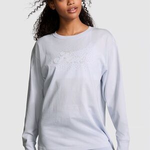 NEW PINK Victoria's Secret Light GRAY Long Sleeve Tee